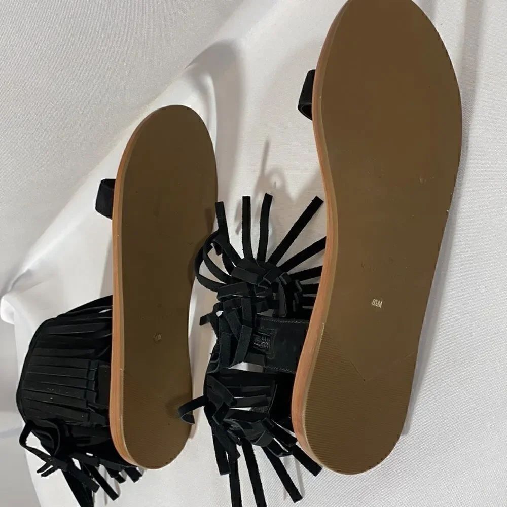 KATE SPADE ALEX SANDALS BLACK FRINGE - Picture 3 of 10
